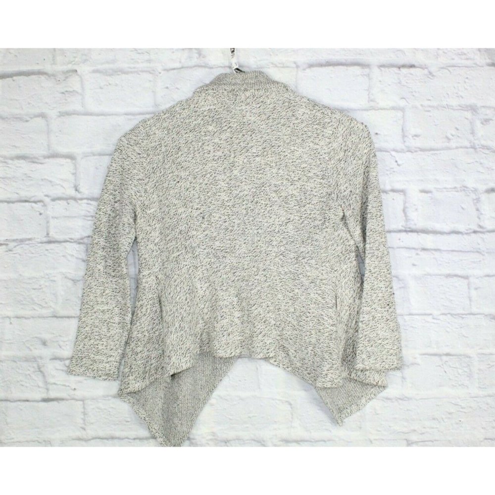 BNCI Blanc Noir White Gray Open Front Shawl Collar Cardigan Sweater XL - Picture 7 of 8